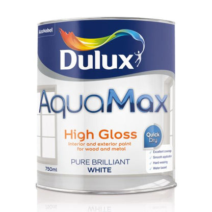 Dulux Aquamax High Gloss Pure Brilliant White 750Ml