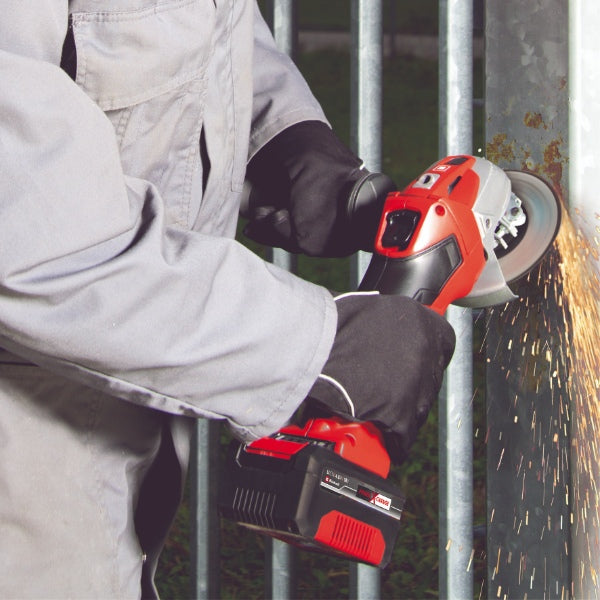 Einhell 18v TE-AG 18/115 Li Cordless Angle Grinder Kit (1x 4.0Ah Battery, Charger and Carrier bag)
