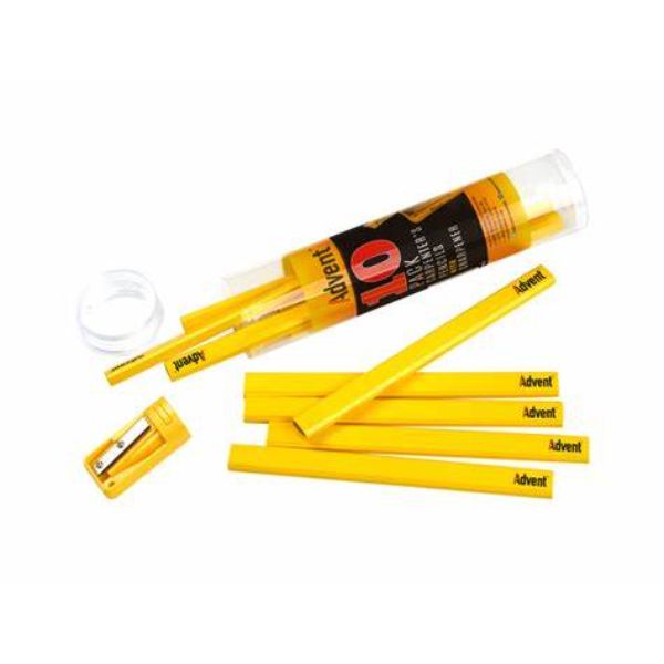 Advent Tube 10 Carpenters Pencils + Sharpener