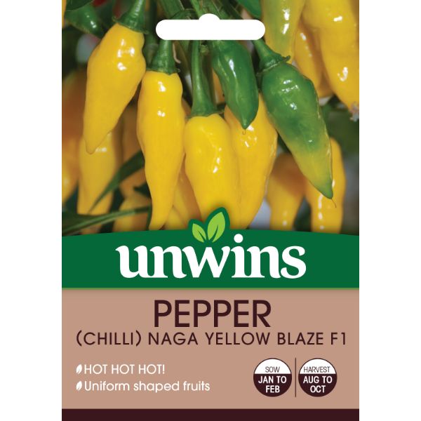 Unwins Seed Packet Pepper (Chilli) Naga Yellow Blaze F1