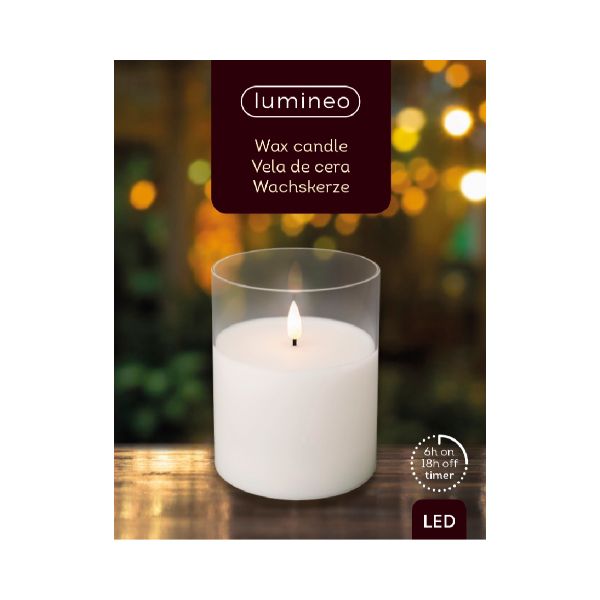 Candle LED in Clear Glass 13cm