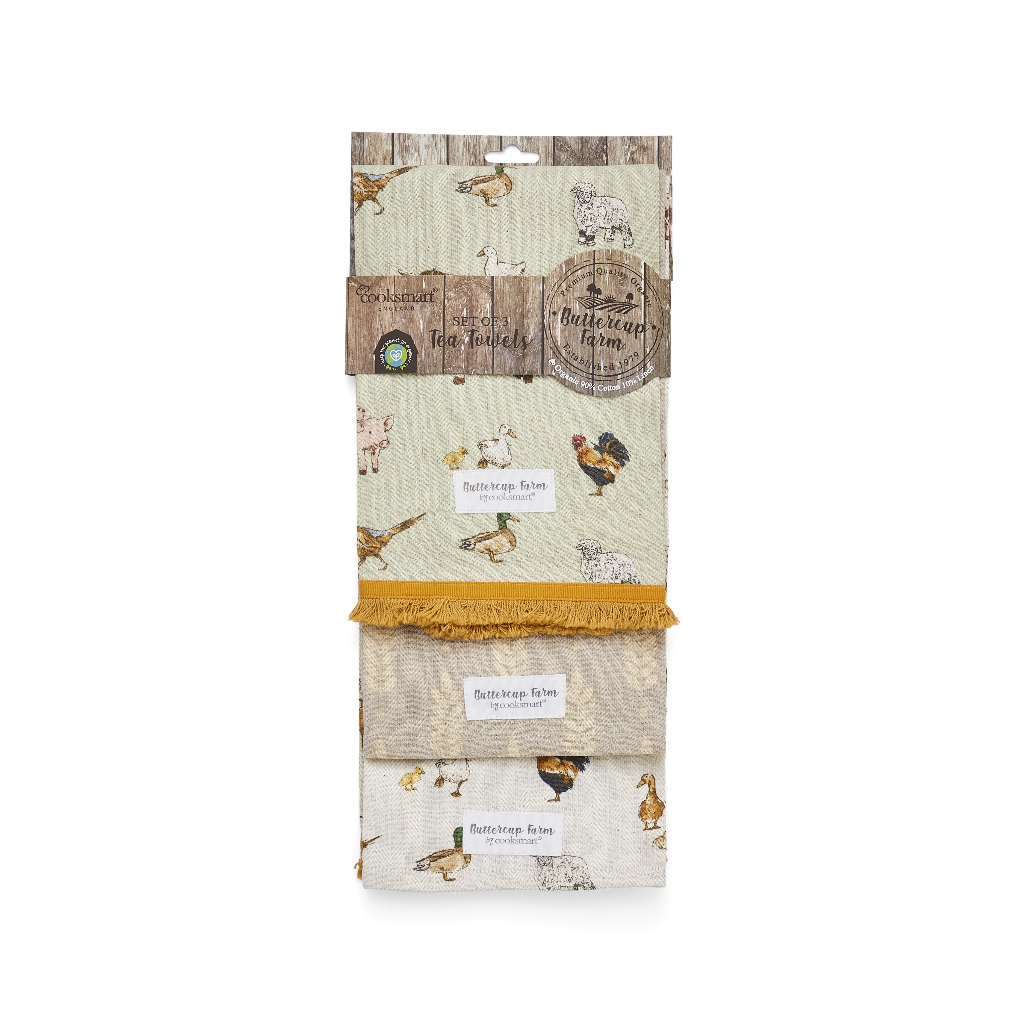 Buttercup Farm 3 Pack Tea Towel - Organic Cotton