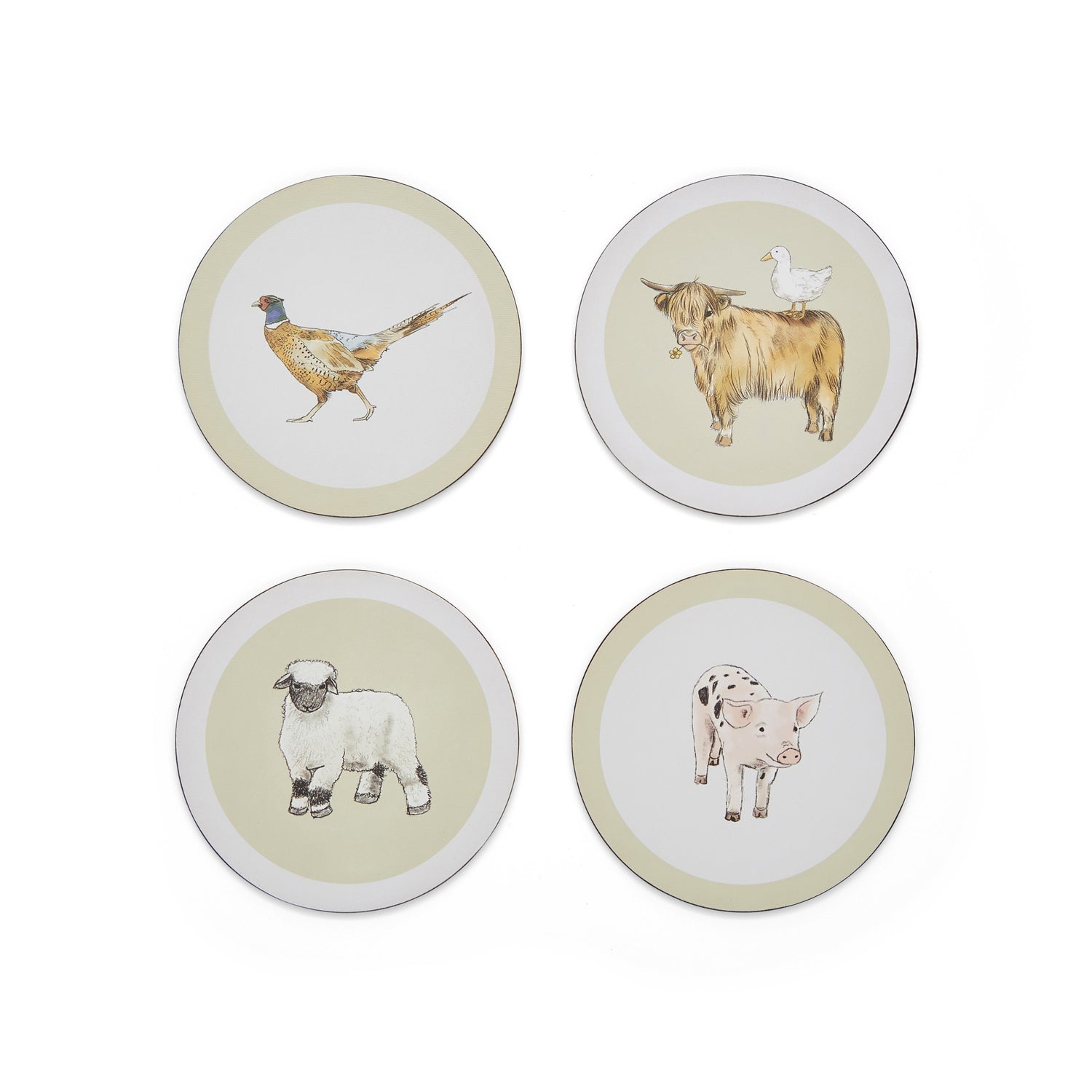 Buttercup Farm Set of 4 Round Coasters