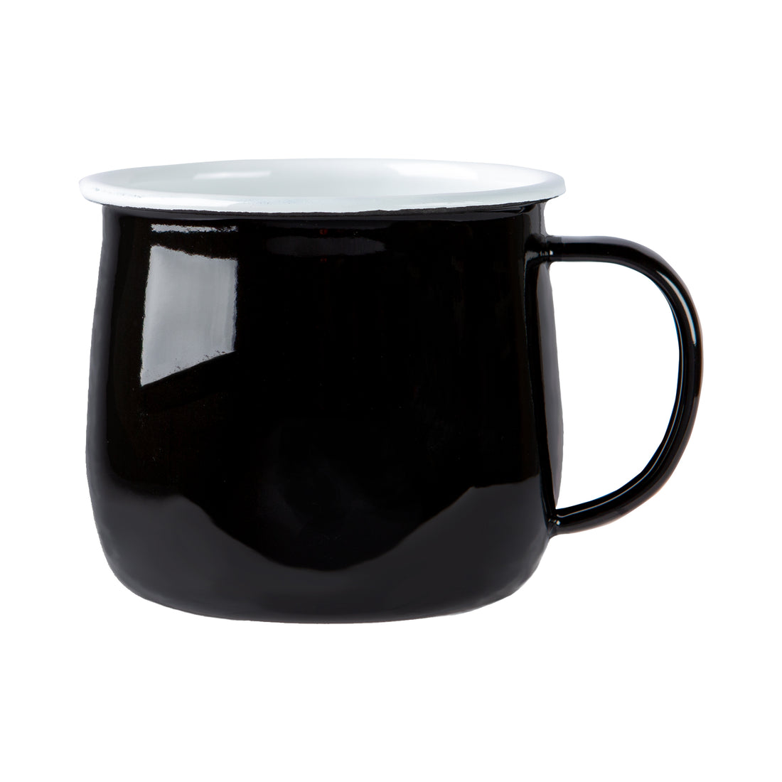 Argon Enamel Belly Mug Black / White 375ml