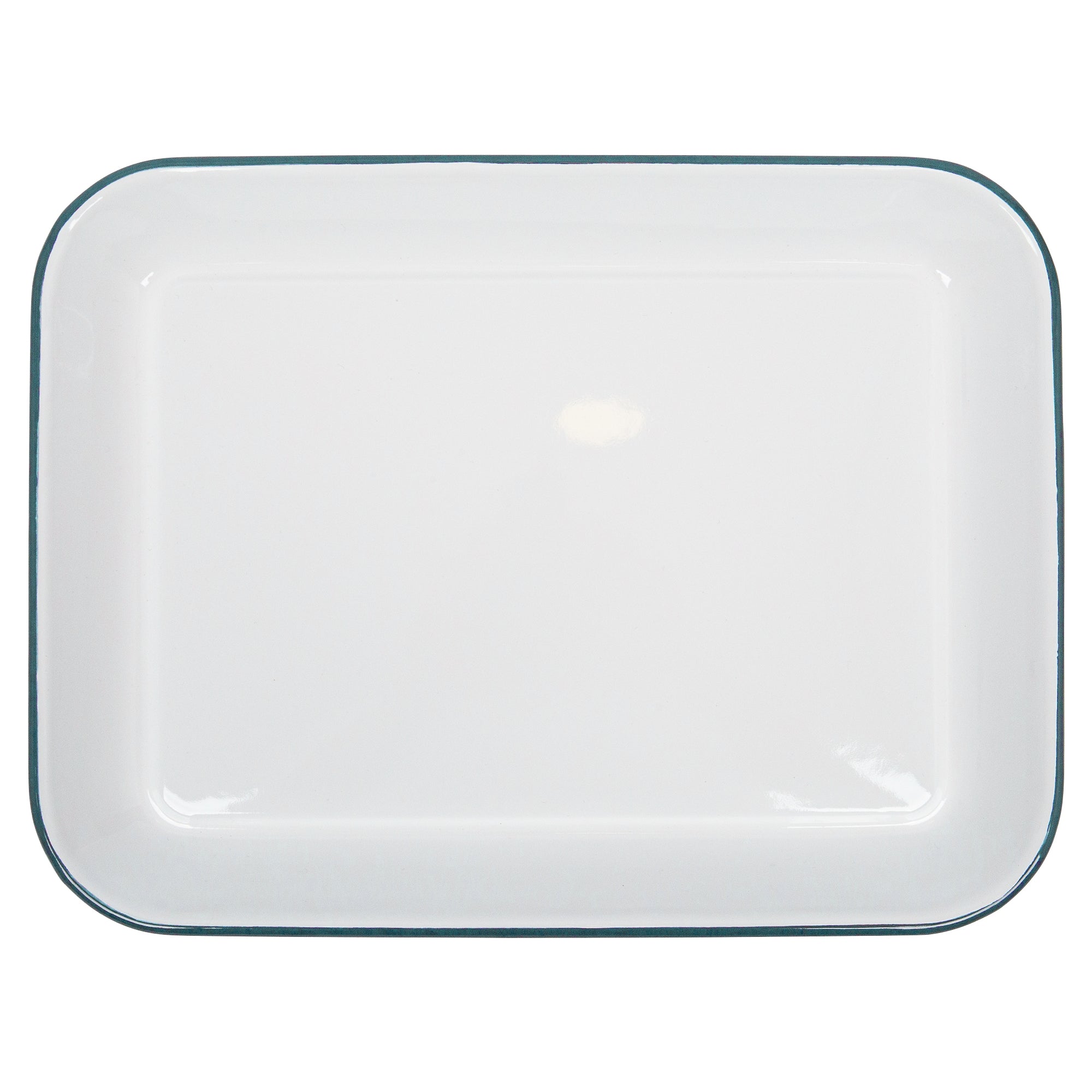 Argon Enamel Baking Tray Rectangle White/Green