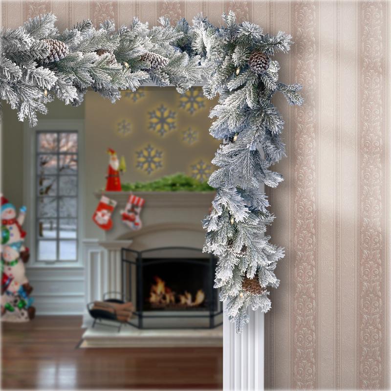 9ft(2.7m) Snowy Jasper Garland Pre-lit Warm White 50 LEDS