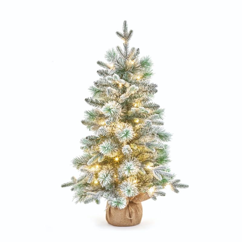 3ft (90cm) Deers Lodge Burlap Potted Tree Pre-Lit WW 50 LEDs