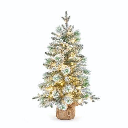 3ft (90cm) Deers Lodge Burlap Potted Tree Pre-Lit WW 50 LEDs