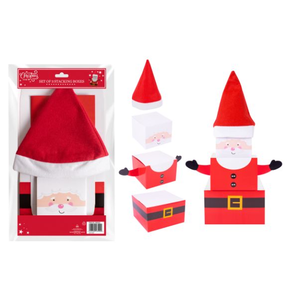 Santa Stacking Gift Boxes - 3 Pack