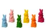 Decors Polyfoam Bunny Flock Finish With Bow 6 Assorted Colours