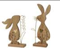 Decoris Acaciawood Bunny Iron Flower 2 Assorted