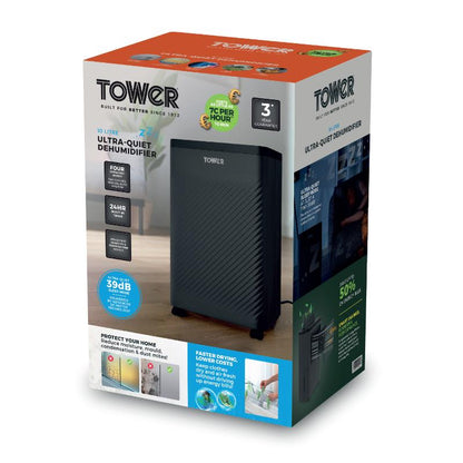 Tower 10L Dehumidifier DC Motor 24 Hour Timer &amp; 4 Modes