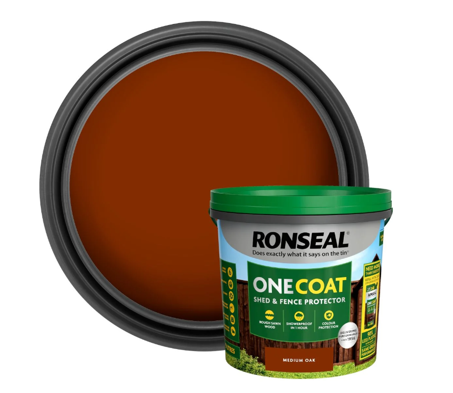 Ronseal Onecoat Shed &amp; Fence Protector Medium Oak 5L