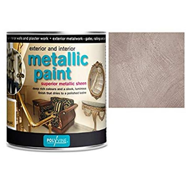 Polyvine Bright Pewter Metallic Paint 500ml
