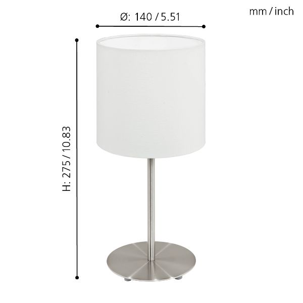 PASTERI Table Light Satin Nickel/ White