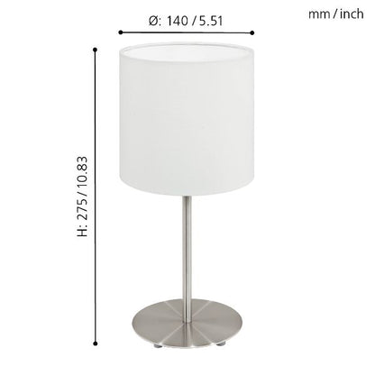PASTERI Table Light Satin Nickel/ White