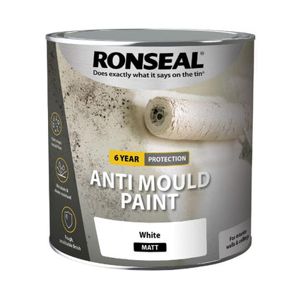 Ronseal 6 Year Anti Mould Paint White Matt 2.5L