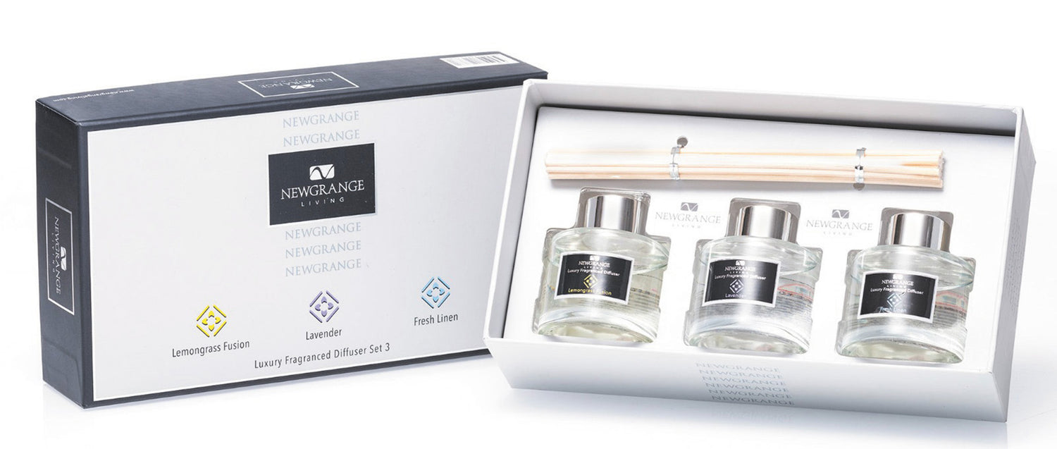 Newgrange Luxury Mini Set 3 Diffusers 50ml x 3  ( Lemongrass Fusion, Lavender &amp; Fresh Linen)