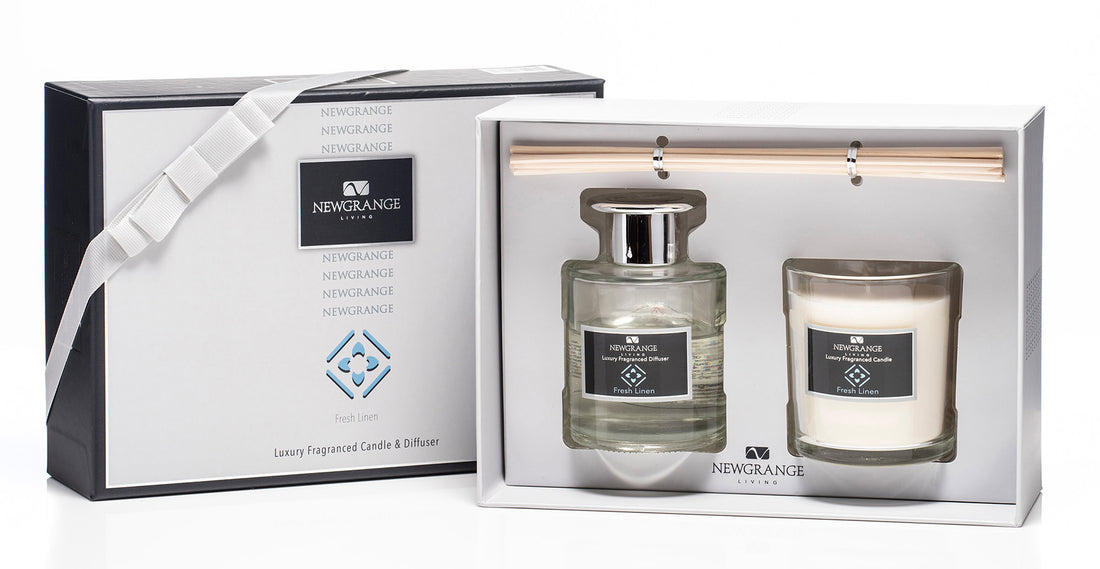 Newgrange Fresh Linen Luxury Candle &amp; Diffuser Set
