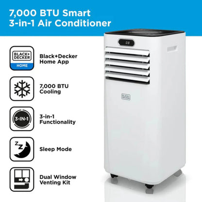 BLACK+DECKER 5K BTU Smart 3-in-1 Air Conditioner, 24hr Timer, Remote Control