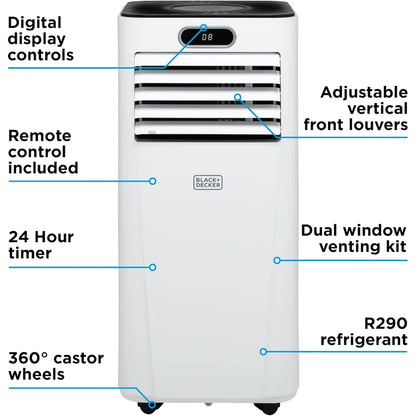 BLACK+DECKER 7K BTU Smart 3-in-1 Air Conditioner, 24hr Timer, Remote
Control