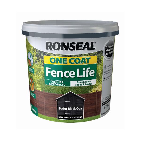 Ronseal One Coat Fence Life 5L Tudor Black Oak