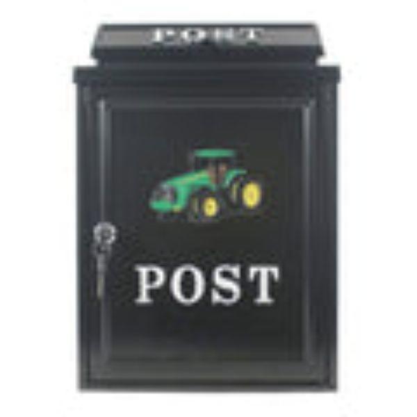 Cast Aluminium Black Green Tractor Design Post Box