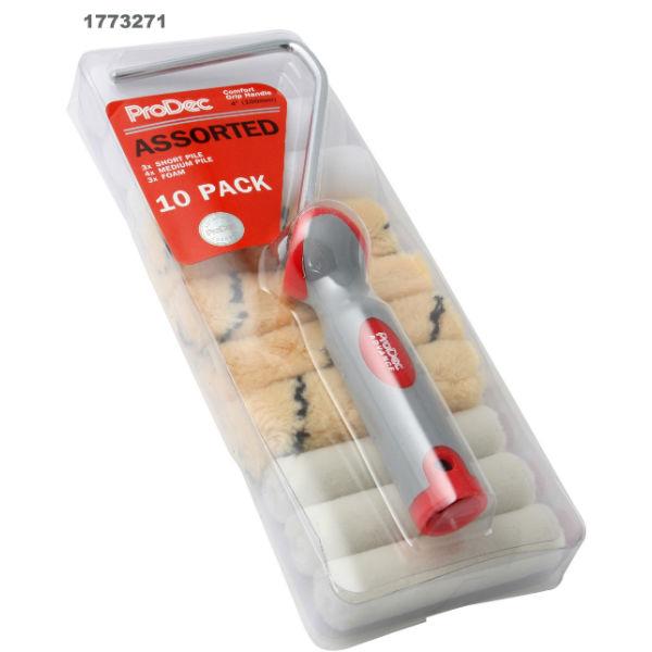 Prodec 10 Pack 4 " Assorted Mini Rollers &amp; Frame