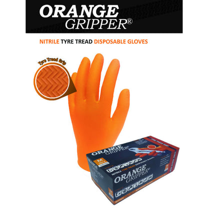 Orange Gripper Nitrile Glove Large Box Of 100