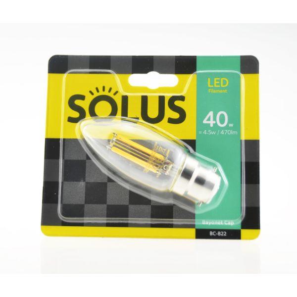 Solus 40W=5W BC Clear C35 Candle LED XCROSS
