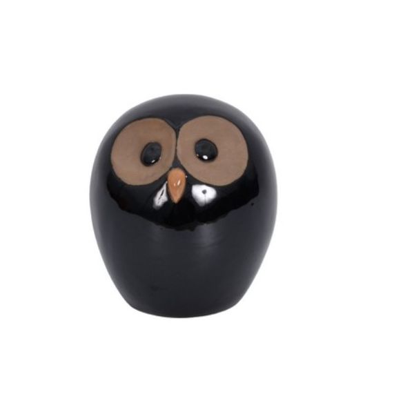 Glazed Black Coloured Garden Ornament Owl 20X19X24