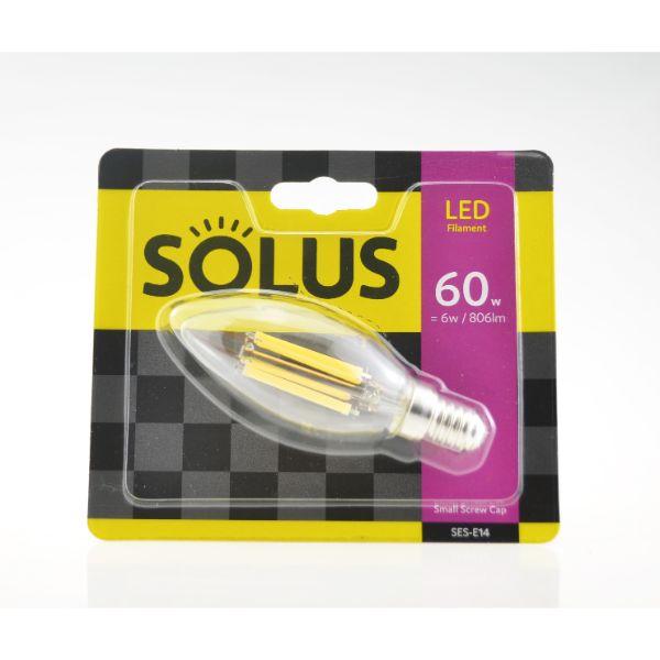 Solus 60W=6W SES Clear C35 Candle LED XCROSS