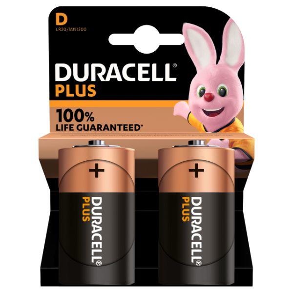 Duracell Plus 100% Extra Life D BL2