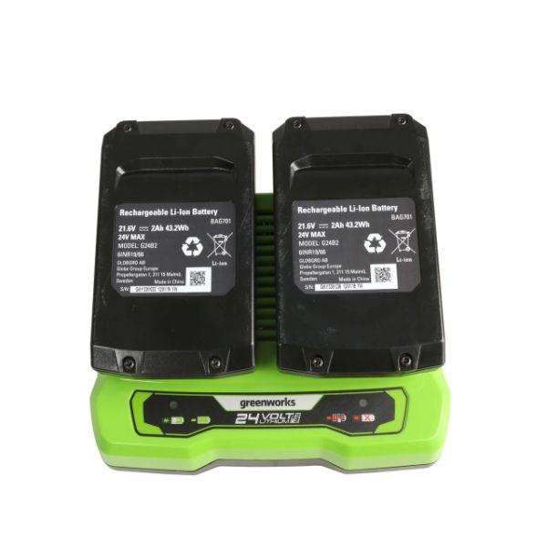 Greenworks 48v (2 x 24v) 36cm Battery Lawnmower plus 25cm Line Trimmer