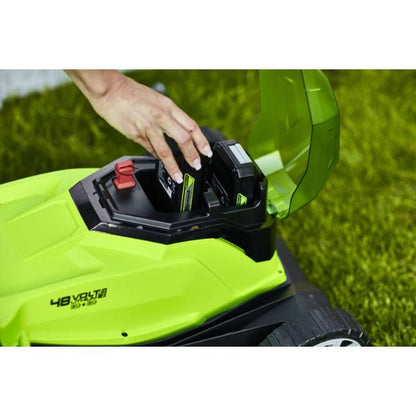 Greenworks 41cm Cordless Lawnmower 48V with Two Batteries &amp; Twin Charger