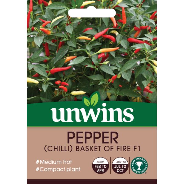 Unwins Seed Packet Pepper (Chilli) Basket Of Fire F1