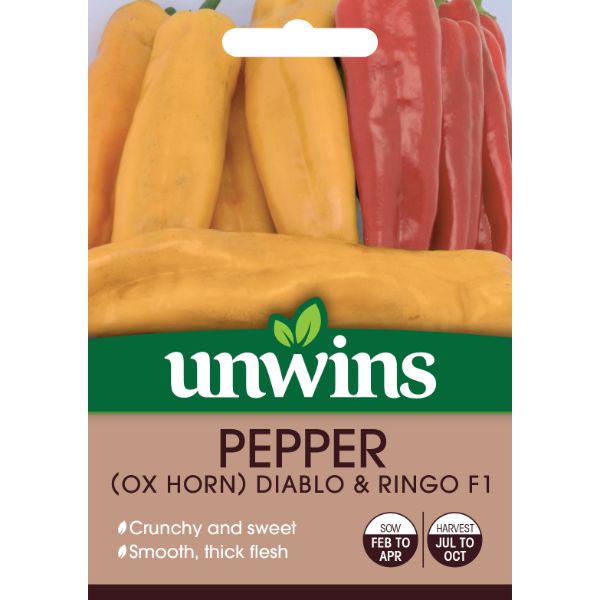 Unwins Seed Packet Pepper Ox Horn Diablo &amp; Ringo F1