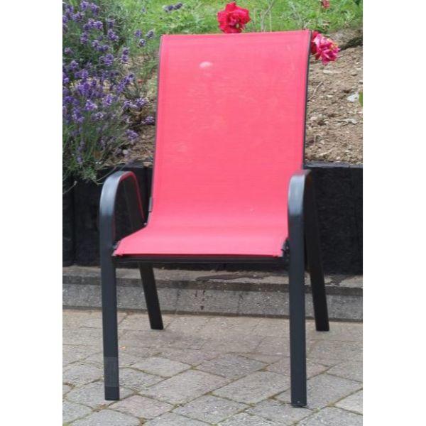 Steel &amp; Textilene Stacking Chair Red