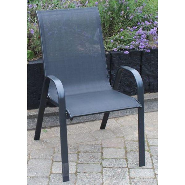 Steel &amp; Textilene Stacking Chair Charcoal