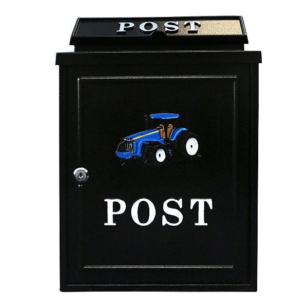 CAST ALUM.POST BOX BLUE TRACTOR