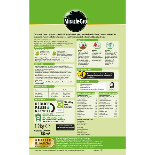 Miracle-Gro 2 In 1 Nourish &amp; Protect Seaweed Lawn Food 80m