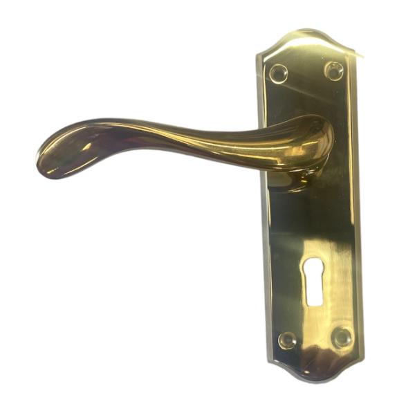 Perrys Vision Komos Lever Lock Handle - Polished Brass Finish