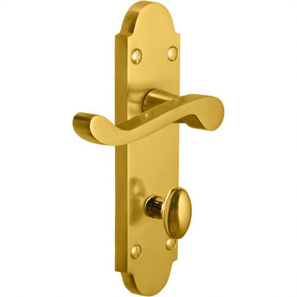 Perrys Indus Vision Scroll Bathroom Handle Brass