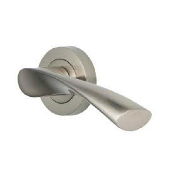 Perrys Lyra Vision Lever Handle on Rose SN