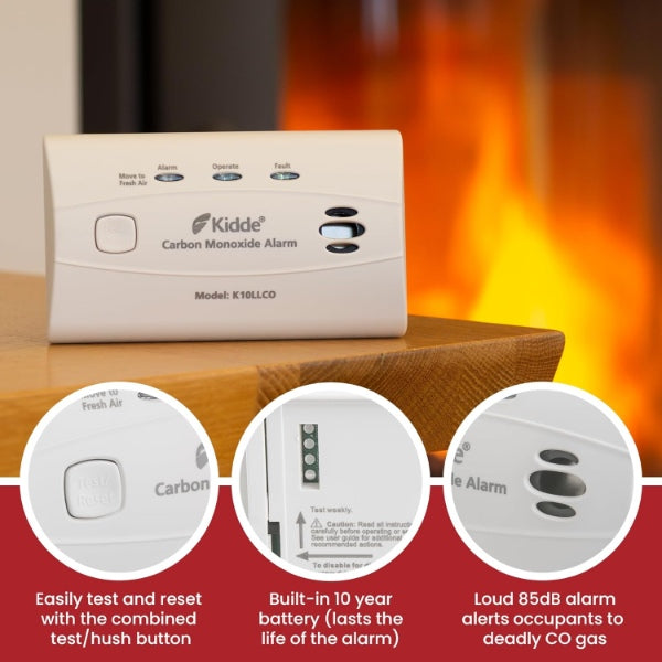 Kidde FSK10LLCO Co2 Alarm Lithium Battery Wall/Free Stand