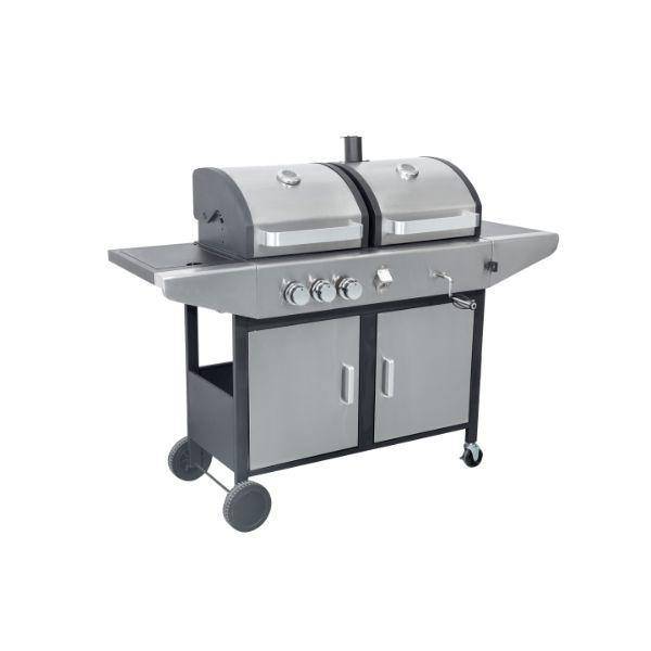 Oscar Pro SS Charcoal &amp; Gas Combi BBQ with Free Gas Regulator
