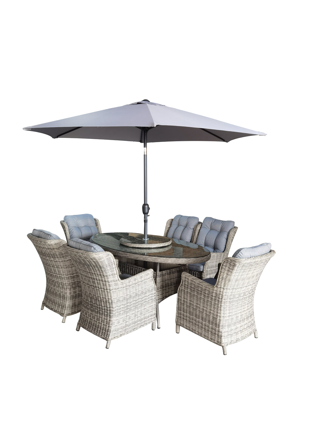 Monaco 6 Seater Oval Set with Parasol &amp; Cover