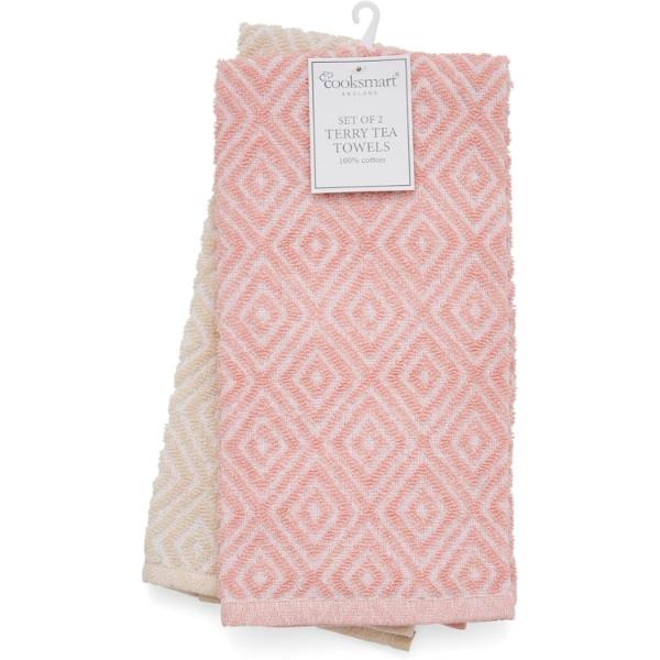 2 Pack Terry Tea Towel - Diamond