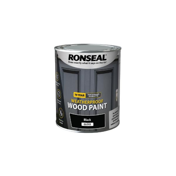 Ronseal 10Yr Weatherproof Paint Black Gloss 750ml