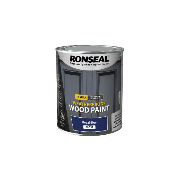 Ronseal 10Yr Weatherproof Paint Rblue Glos 750ml